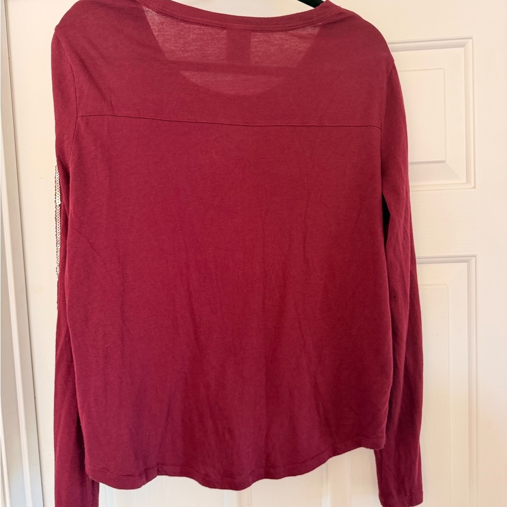 PINK Victoria's Secret Berry Long Sleeve Tee with Featured Sequins Size L - Picture 2 of 5